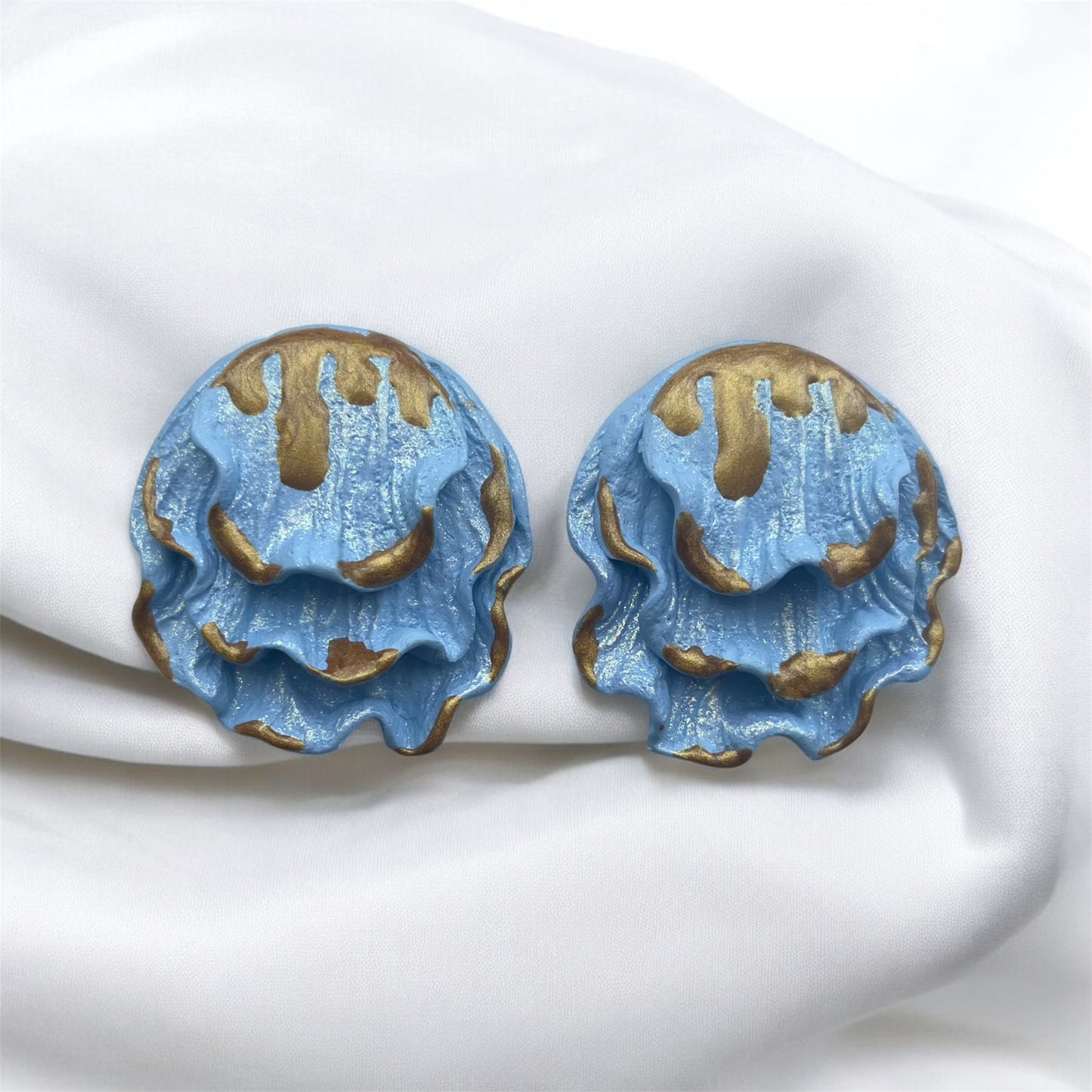Cascade Petals statement earrings-blue