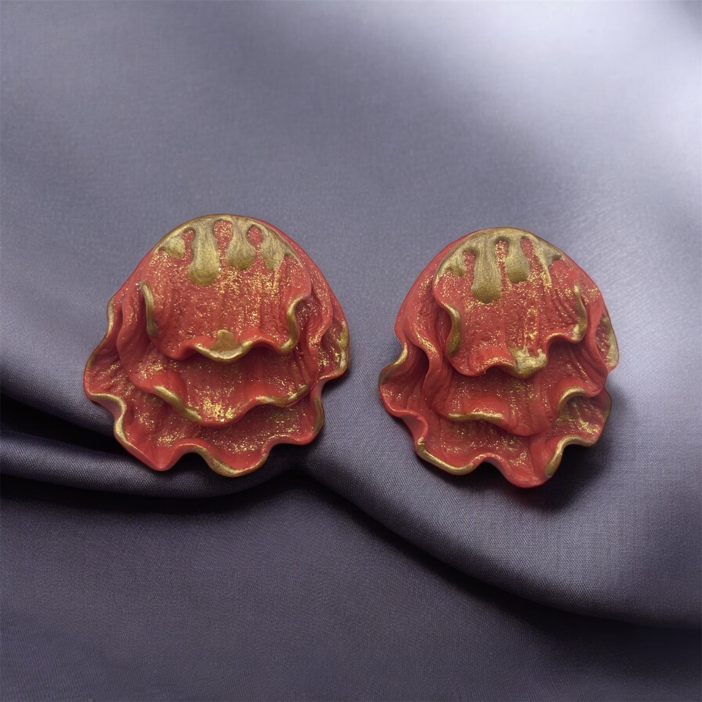 Cascade Petals statement earrings-orange